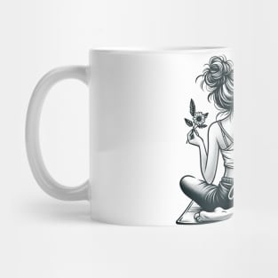 Just a Girl Who Loves Yoga-Girl with Mat and Messy Bun Mug